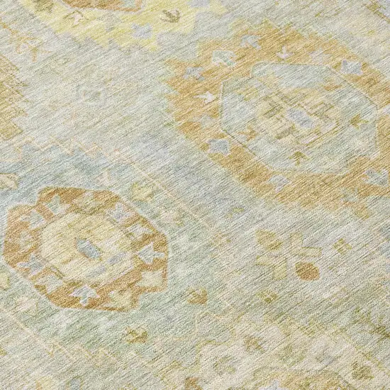 Sage Wheat And Artichoke Green Medallion Washable Indoor Outdoor Area Rug Photo 7