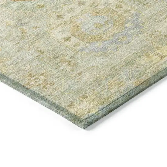 Sage Wheat And Artichoke Green Medallion Washable Indoor Outdoor Area Rug Photo 4