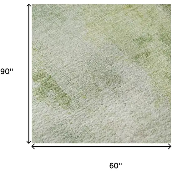 Sage Wheat And Ivory Abstract Washable Area Rug With UV Protection Photo 8