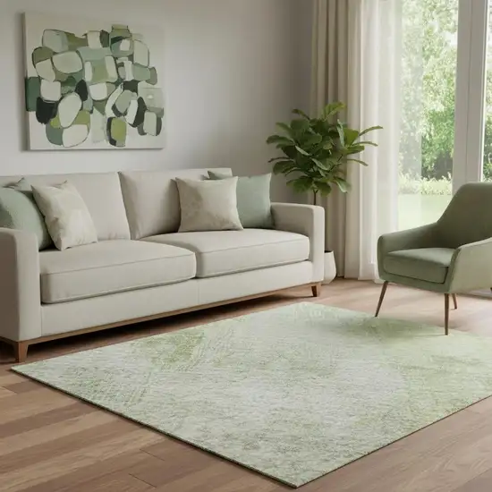 Sage Wheat And Ivory Abstract Washable Area Rug With UV Protection Photo 2