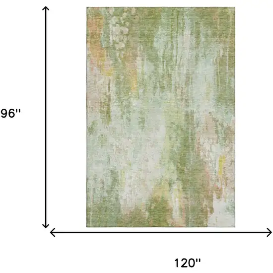 Sage Wheat And Ivory Abstract Washable Area Rug With UV Protection Photo 7