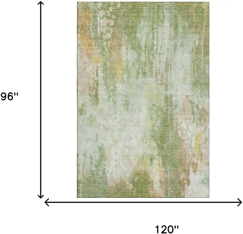 Sage Wheat And Ivory Abstract Washable Area Rug With UV Protection Photo 7