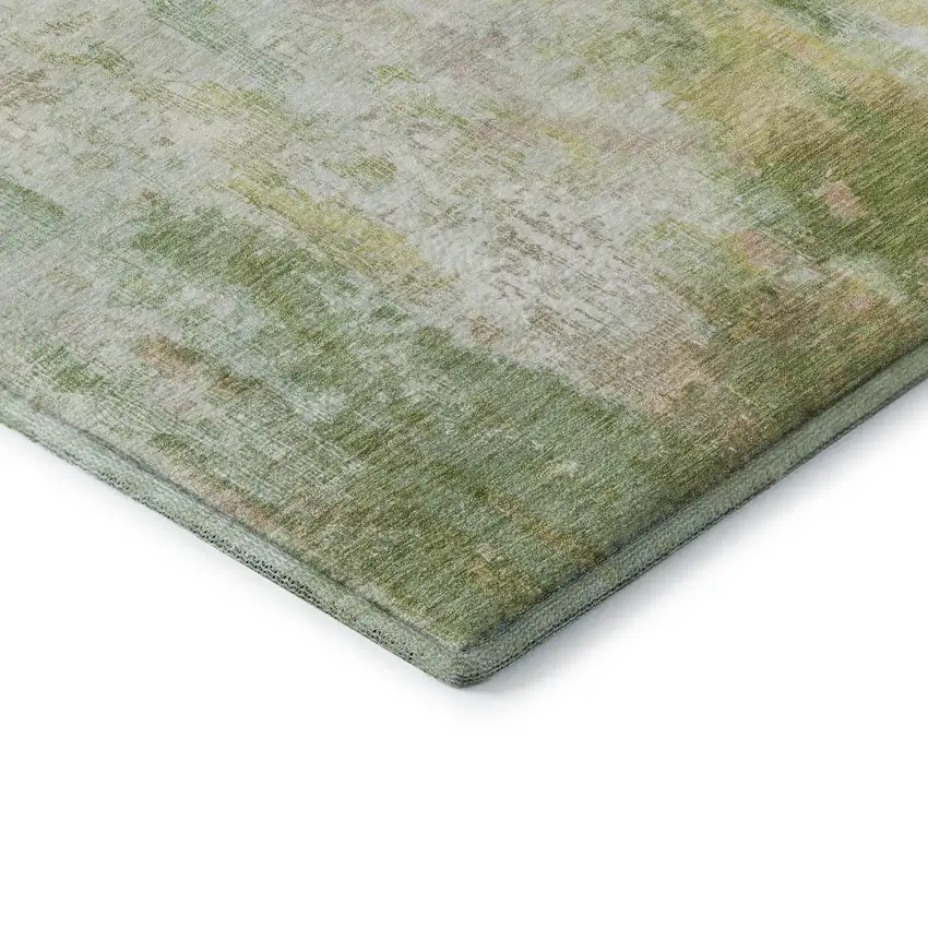 Sage Wheat And Ivory Abstract Washable Area Rug With UV Protection Photo 6
