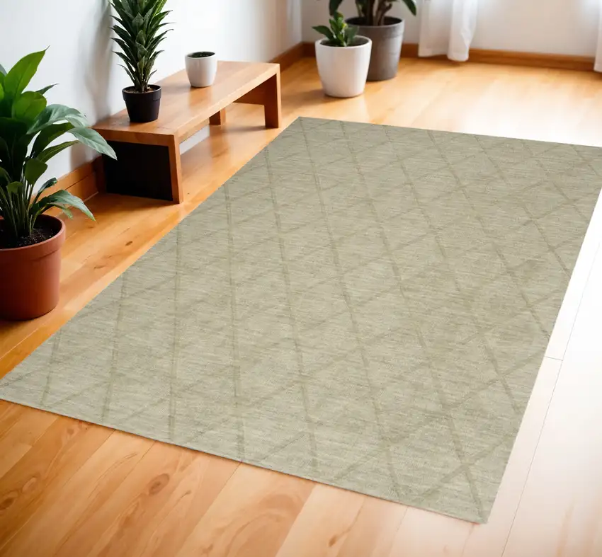Sage Wool Geometric Area Rug Photo 1