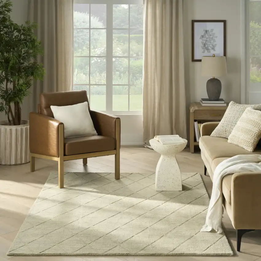 Sage Wool Geometric Area Rug Photo 4