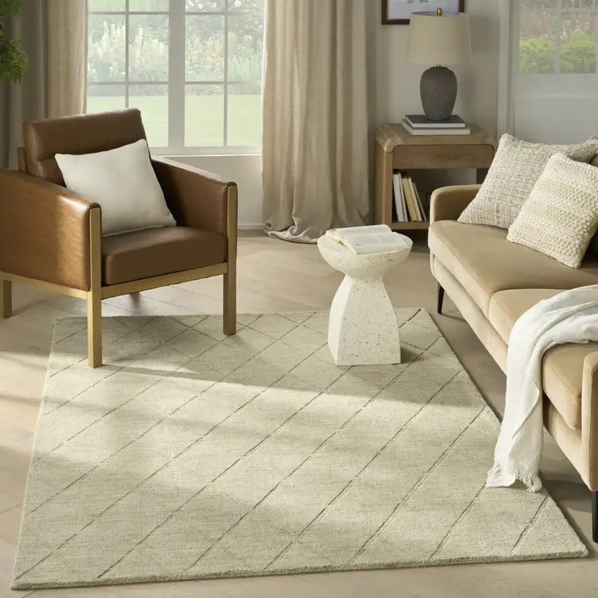 Sage Wool Geometric Area Rug Photo 3