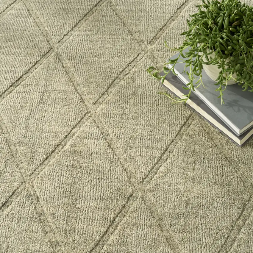 Sage Wool Geometric Area Rug Photo 8
