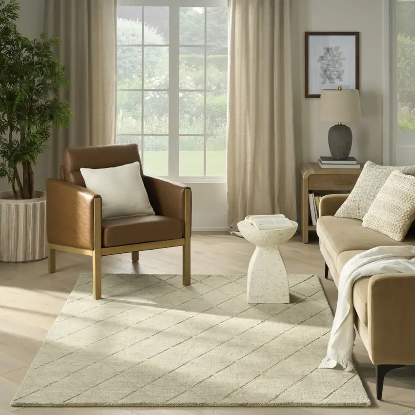 Sage Wool Geometric Area Rug Photo 9