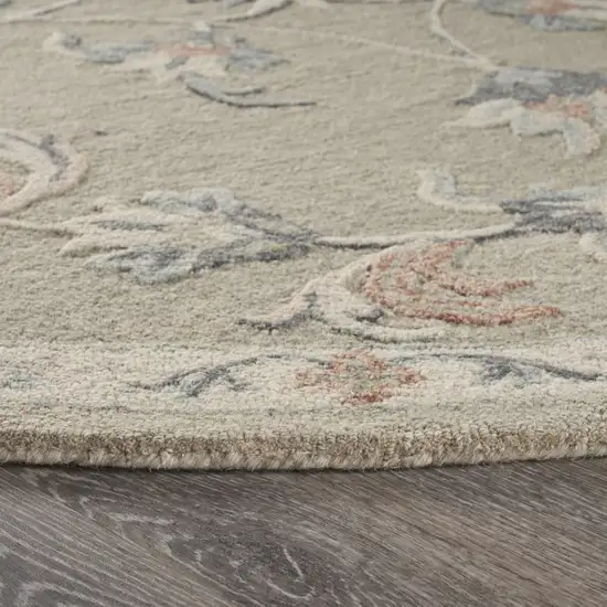 5' Gray Round Wool Hand Tufted Area Rug Photo 9