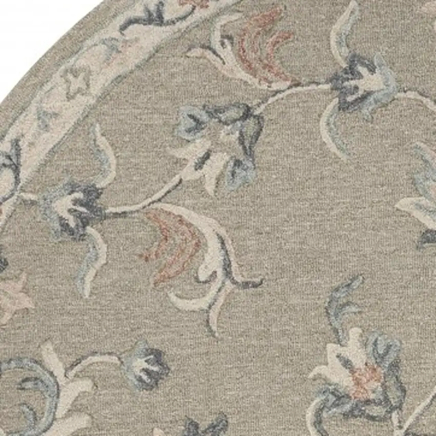 5' Gray Round Wool Hand Tufted Area Rug Photo 5