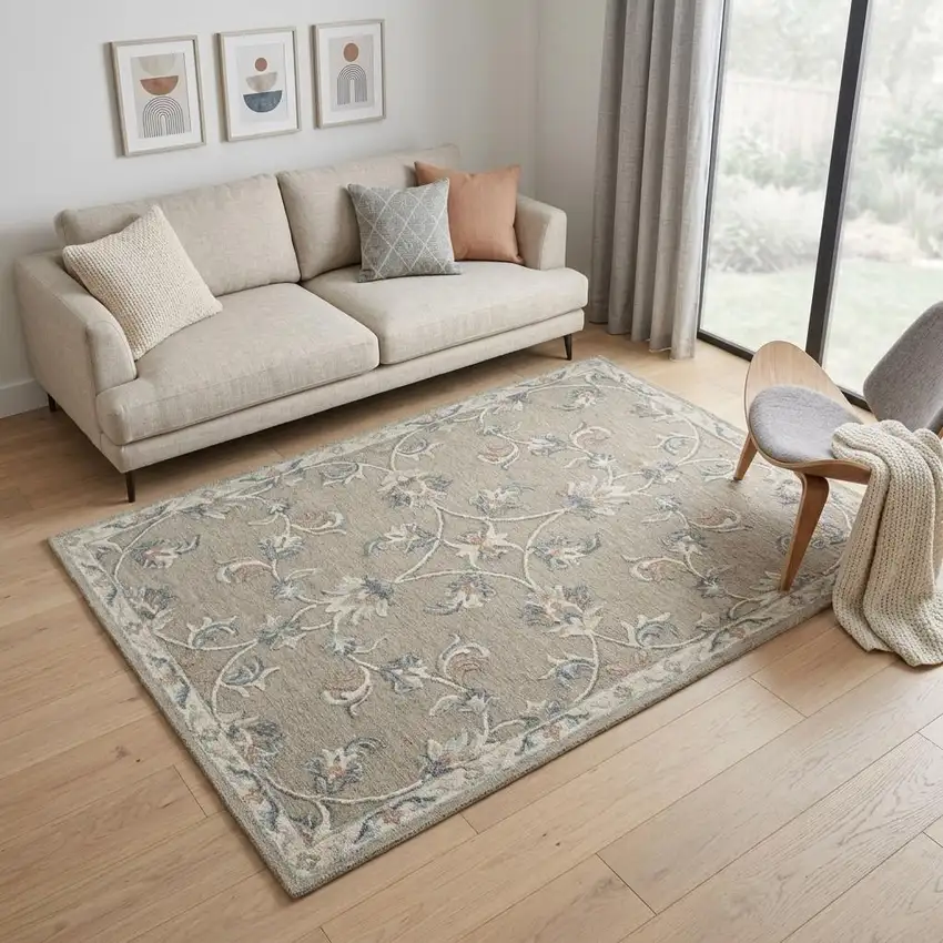 Gray Wool Hand Tufted Area Rug Photo 1