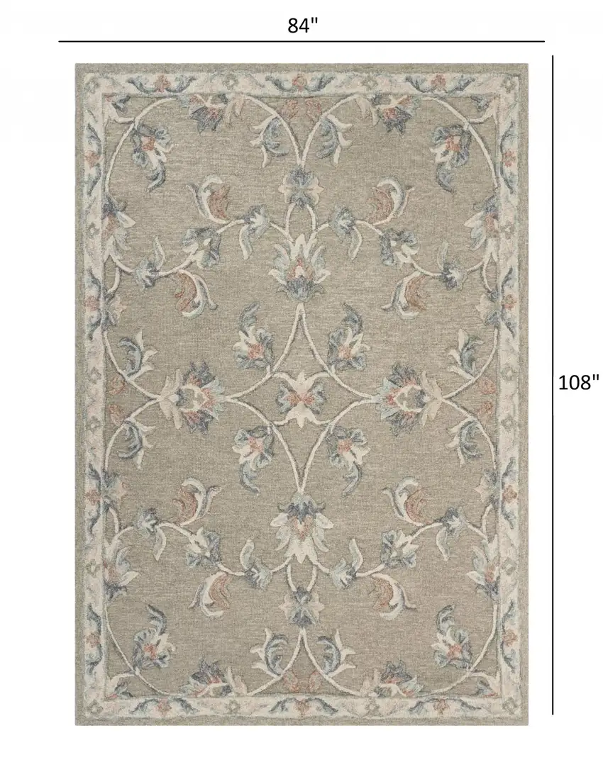 Sage and Cream Filigree Area Rug Photo 7