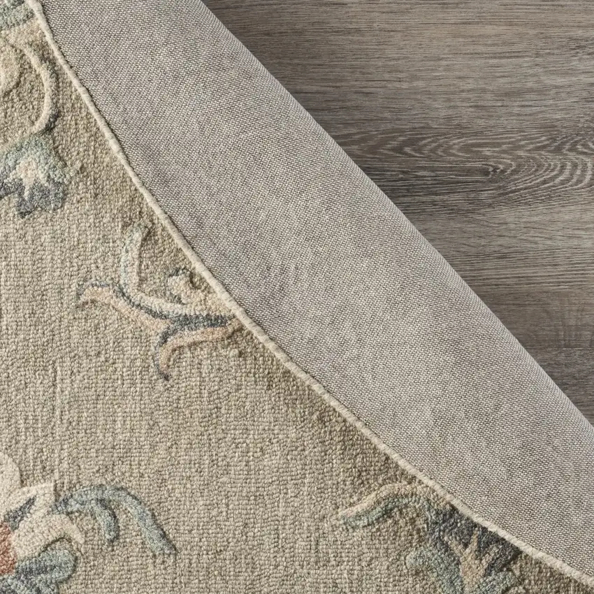 7' Gray Round Wool Hand Tufted Area Rug Photo 5