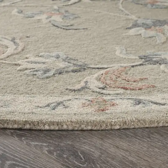 7' Gray Round Wool Hand Tufted Area Rug Photo 8