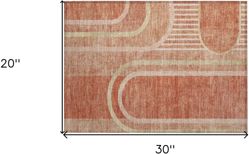 Salmon Abstract Washable Indoor Outdoor Area Rug Photo 3