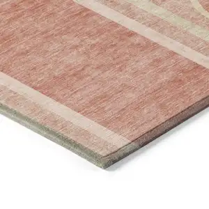Photo of Salmon Abstract Washable Non Skid Indoor Outdoor Area Rug