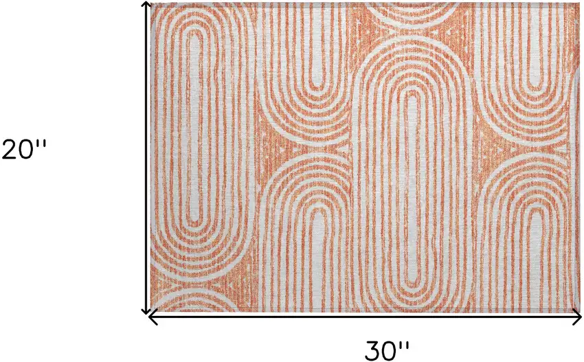 Orange and Ivory Abstract Washable Non Skid Indoor Outdoor Area Rug Photo 3