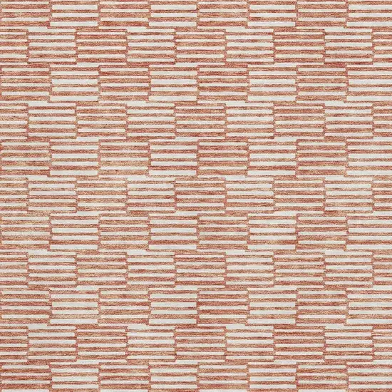 Salmon And Beige Abstract Geometric Washable Area Rug With UV Protection Photo 3