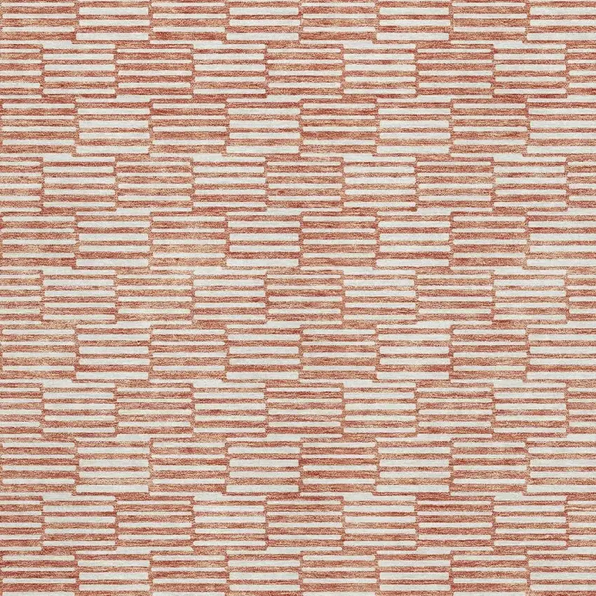 Salmon And Beige Abstract Geometric Washable Area Rug With UV Protection Photo 3