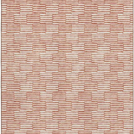 Salmon And Beige Abstract Geometric Washable Area Rug With UV Protection Photo 4