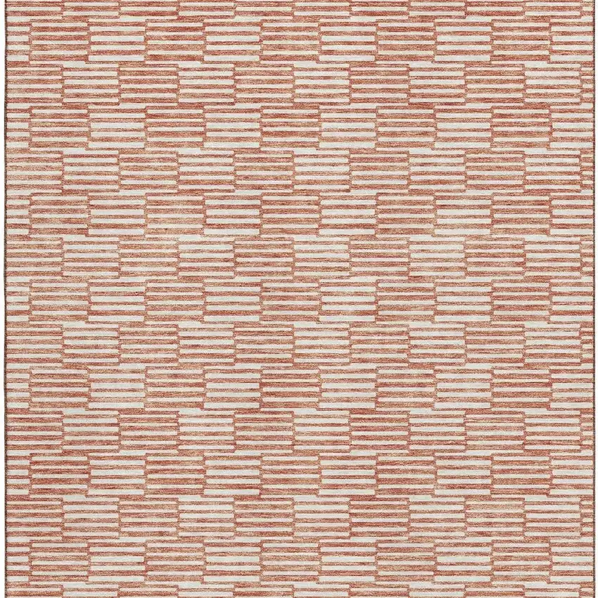 Salmon And Beige Abstract Geometric Washable Area Rug With UV Protection Photo 3