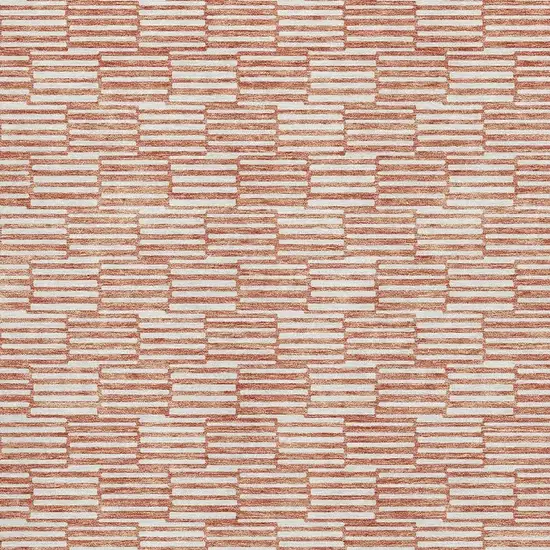 Salmon And Beige Abstract Geometric Washable Area Rug With UV Protection Photo 3