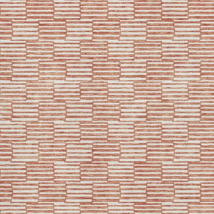 Salmon And Beige Abstract Geometric Washable Area Rug With UV Protection Photo 3
