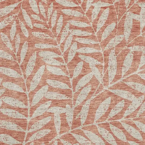 Salmon And Beige Floral Washable Area Rug With UV Protection Photo 3