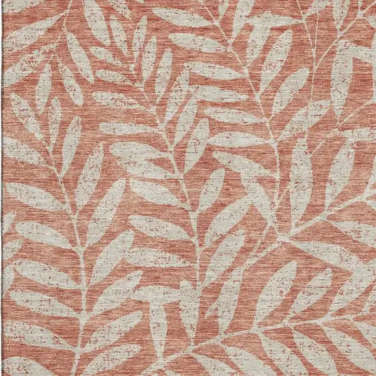 Salmon And Beige Floral Washable Area Rug With UV Protection Photo 3