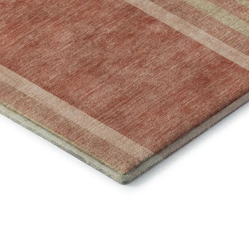 Salmon And Beige Geometric Washable Area Rug With UV Protection Photo 9