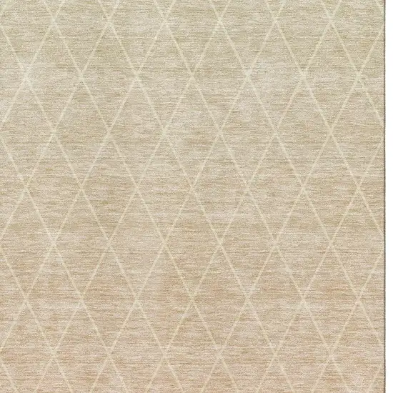 Salmon And Beige Geometric Washable Area Rug With UV Protection Photo 2