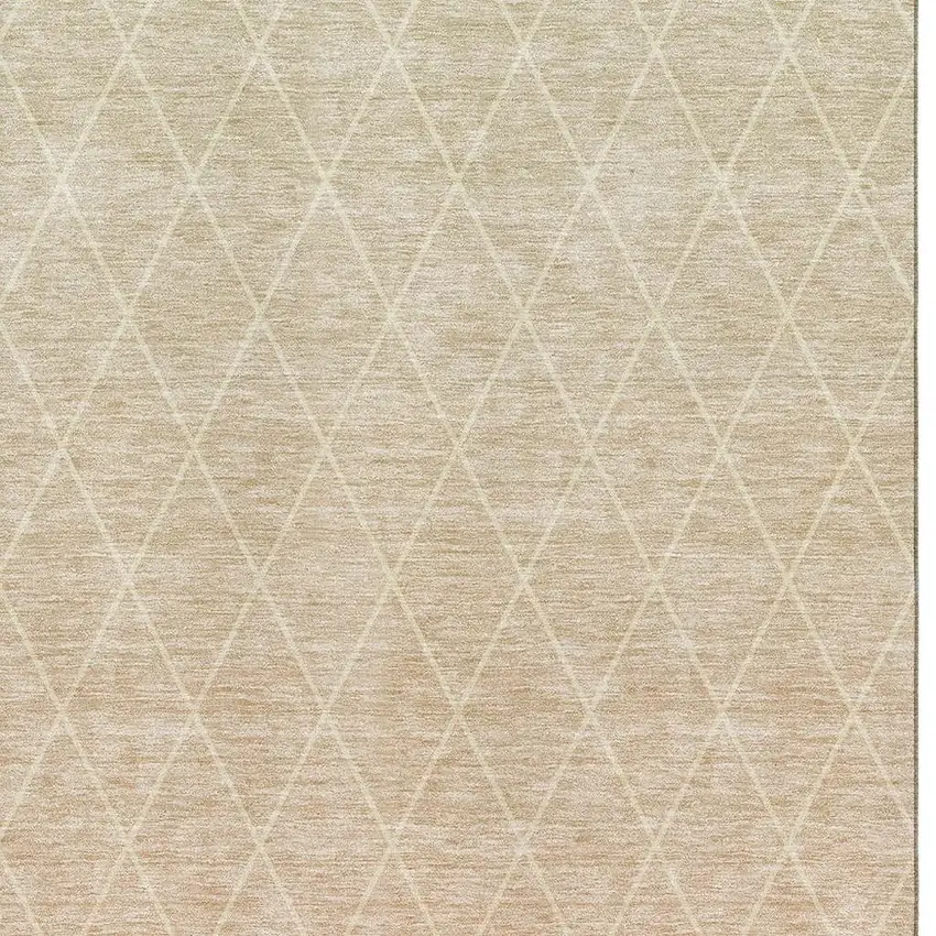 Salmon And Beige Geometric Washable Area Rug With UV Protection Photo 2