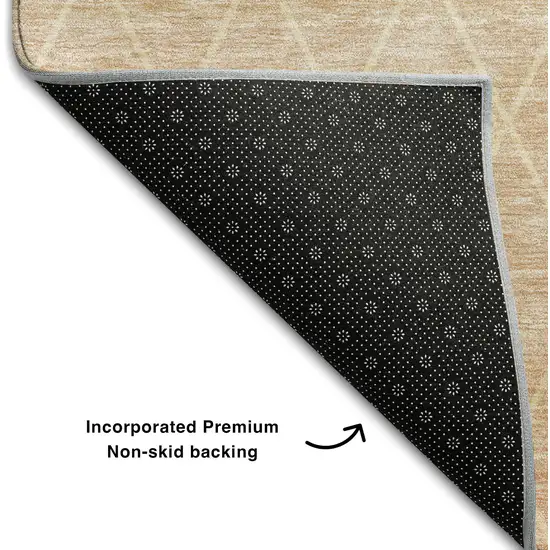 Salmon And Beige Geometric Washable Area Rug With UV Protection Photo 6