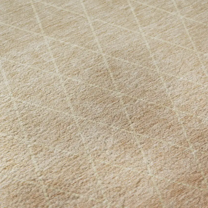 Salmon And Beige Geometric Washable Area Rug With UV Protection Photo 9