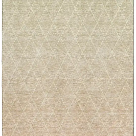 Salmon And Beige Geometric Washable Area Rug With UV Protection Photo 3