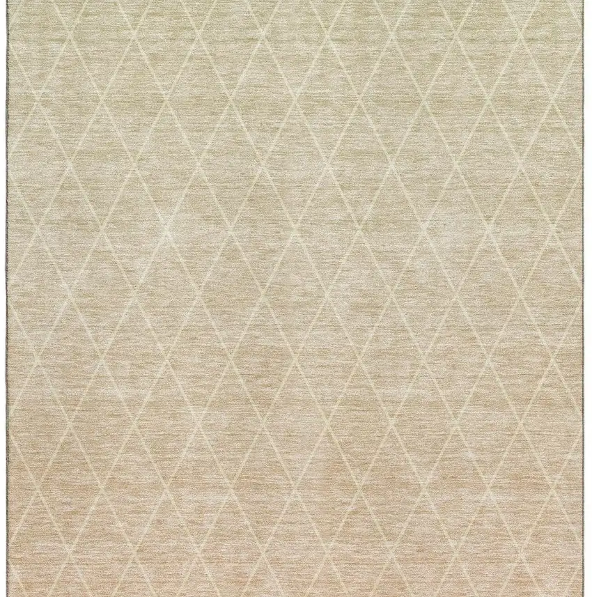 Salmon And Beige Geometric Washable Area Rug With UV Protection Photo 3
