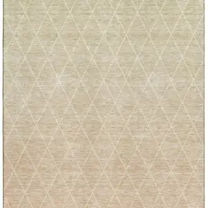 Photo of Salmon And Beige Geometric Washable Area Rug With UV Protection