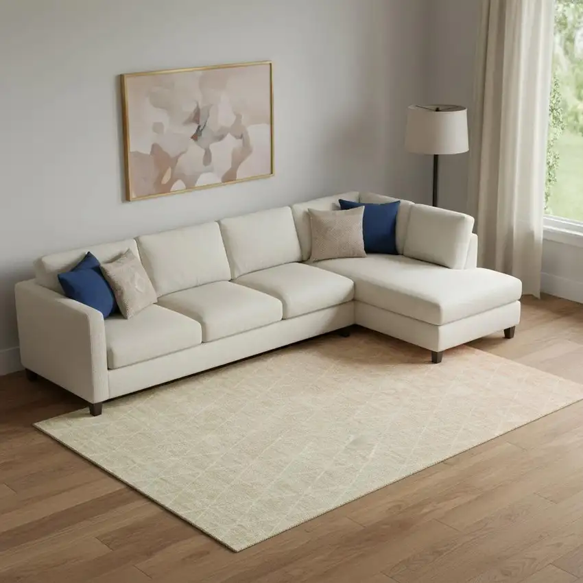 Salmon And Beige Geometric Washable Area Rug With UV Protection Photo 2