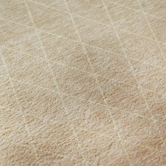 Salmon And Beige Geometric Washable Area Rug With UV Protection Photo 9