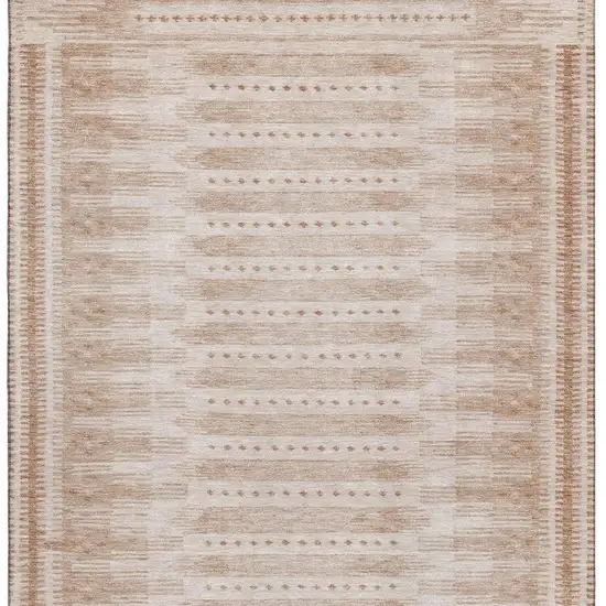 Salmon And Beige Geometric Washable Area Rug With UV Protection Photo 4