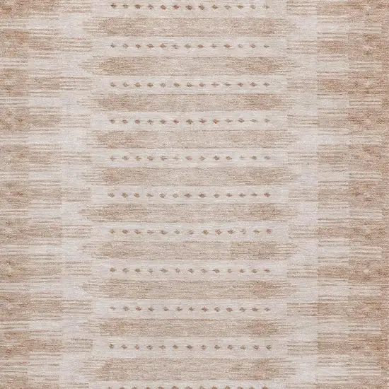 Salmon And Beige Geometric Washable Area Rug With UV Protection Photo 3