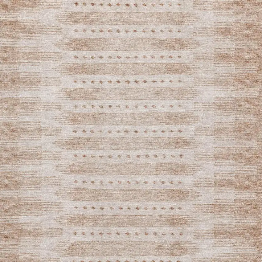 Salmon And Beige Geometric Washable Area Rug With UV Protection Photo 3