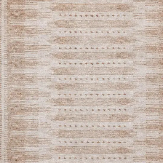 Salmon And Beige Geometric Washable Area Rug With UV Protection Photo 3