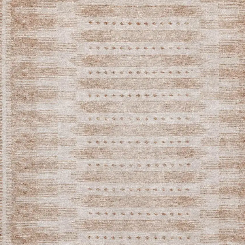 Salmon And Beige Geometric Washable Area Rug With UV Protection Photo 3