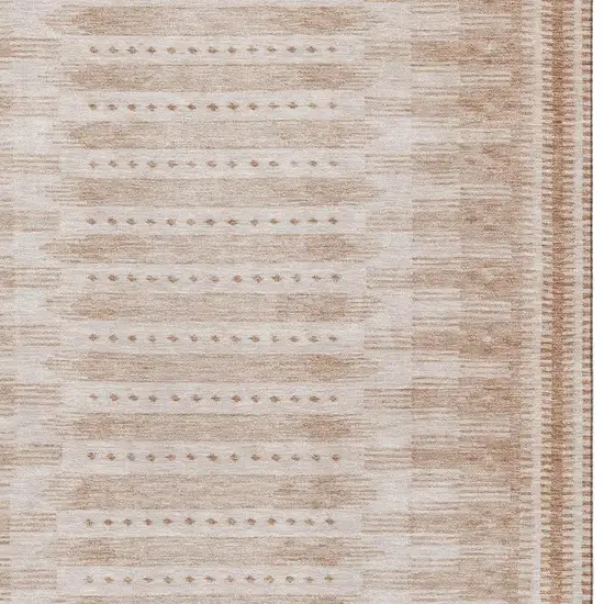 Salmon And Beige Geometric Washable Area Rug With UV Protection Photo 3