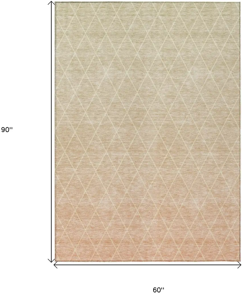 Salmon And Beige Geometric Washable Indoor Outdoor Area Rug Photo 3