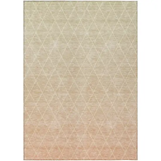Salmon And Beige Geometric Washable Indoor Outdoor Area Rug Photo 2