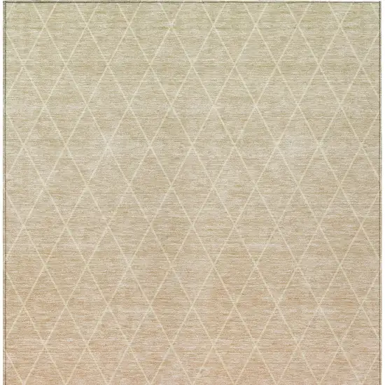 Salmon And Beige Geometric Washable Indoor Outdoor Area Rug Photo 7