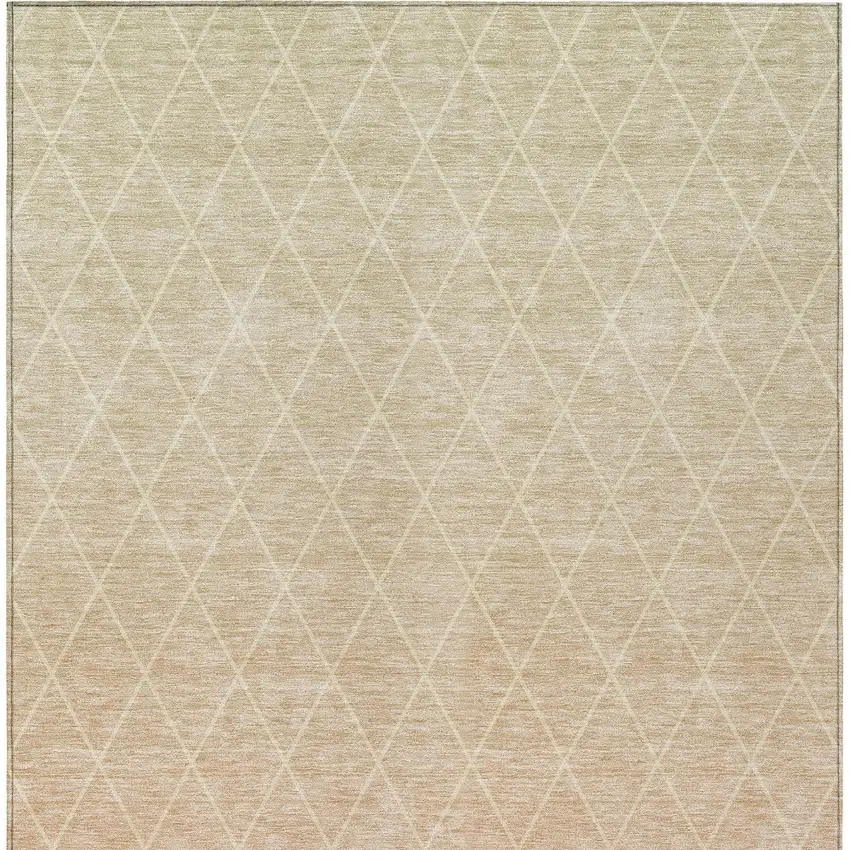 Salmon And Beige Geometric Washable Indoor Outdoor Area Rug Photo 7