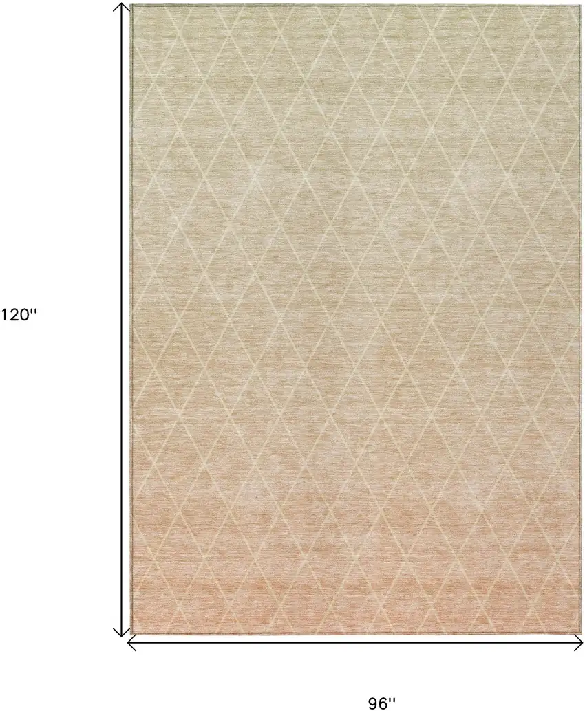 Salmon And Beige Geometric Washable Indoor Outdoor Area Rug Photo 3